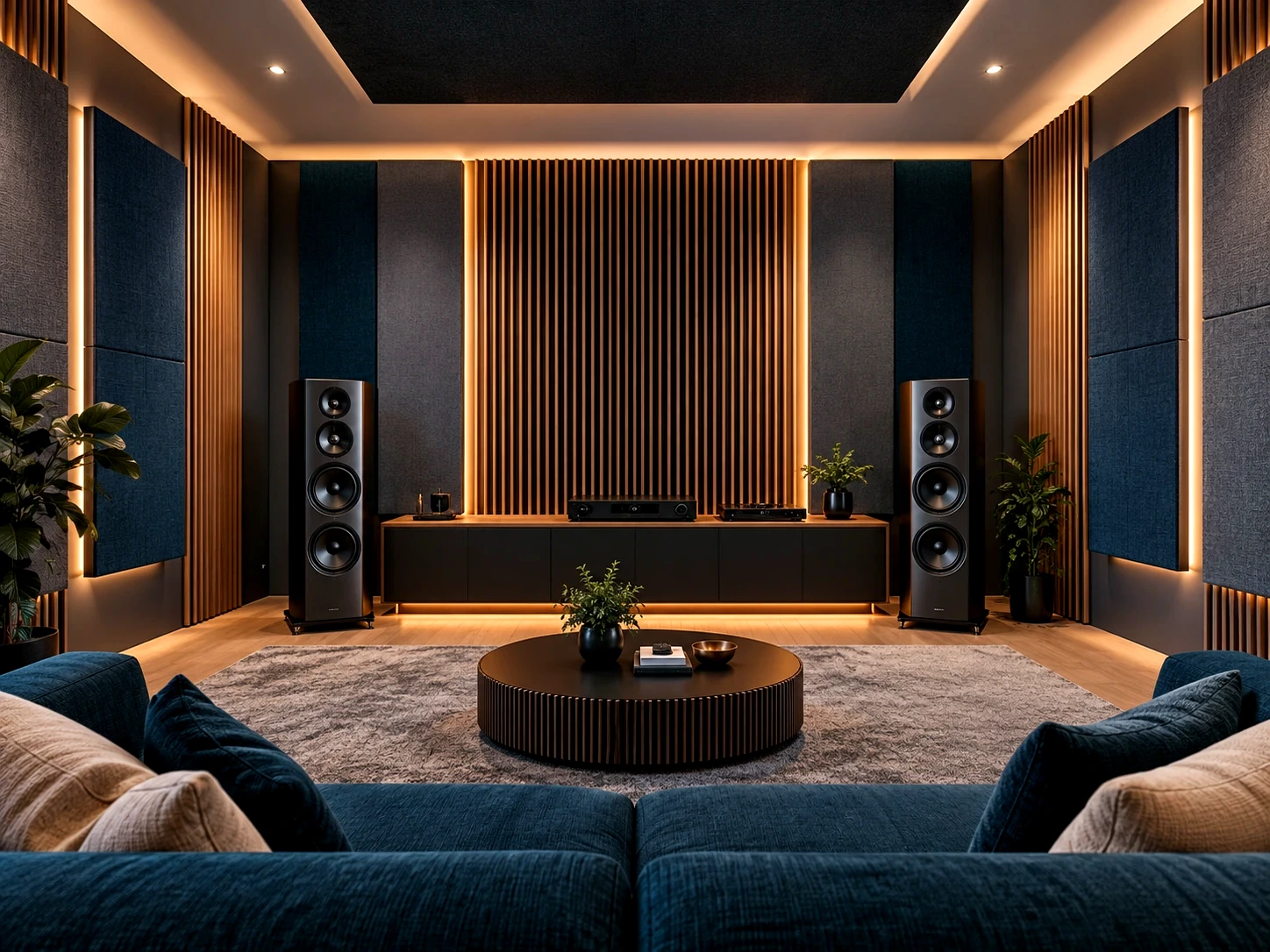 Finished acoustically treated listening room