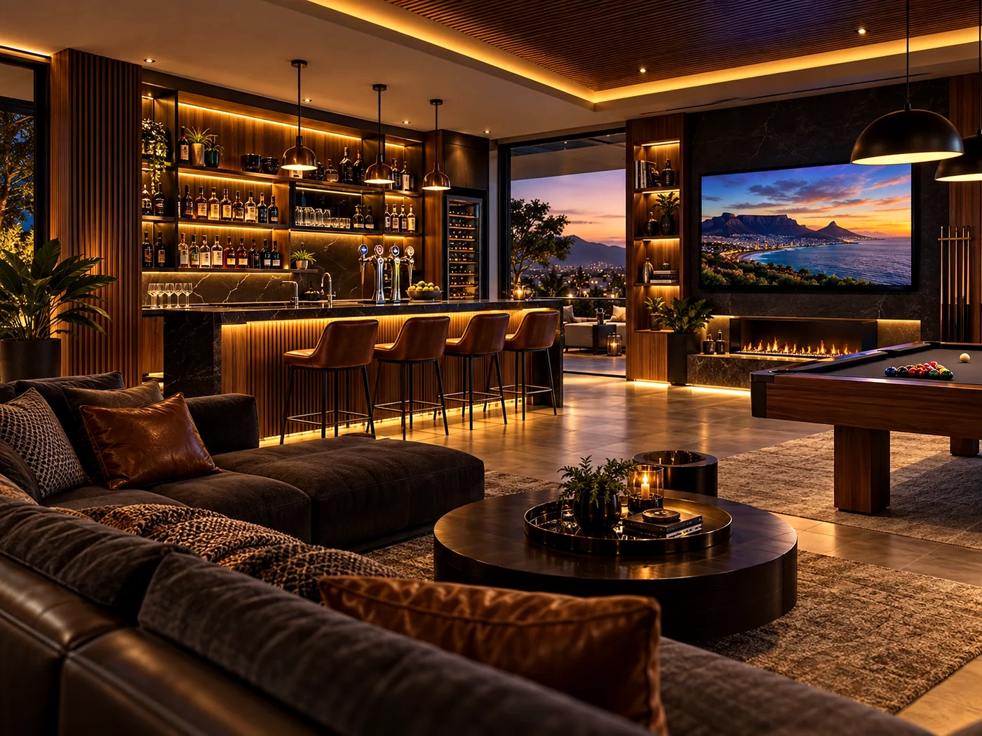 Finished luxury entertainment lounge and bar